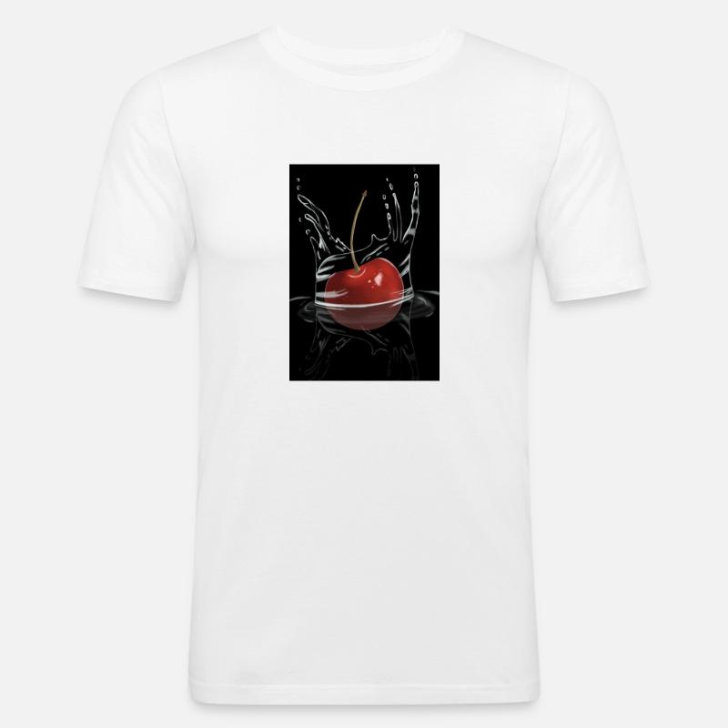 Kirsche - Männer Slim Fit T-Shirt - Weiß
