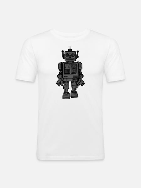 robot - Men's Slim Fit T-Shirt - white