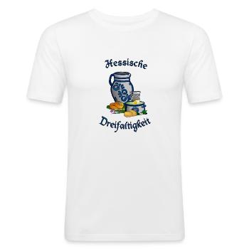 Hessische Dreifaltigkeit - Männer Slim Fit T-Shirt - Weiß - Vorne - Nik (191cm)