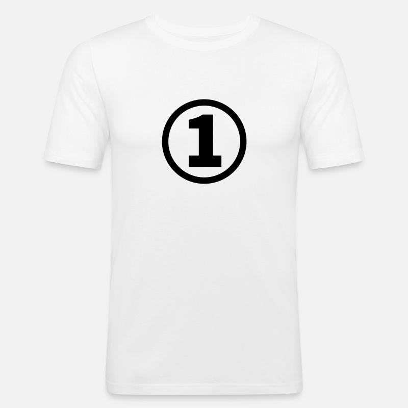 Nummer eins - Männer Slim Fit T-Shirt - Weiß