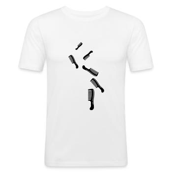 Icône de coiffeur peigne - T-shirt près du corps Homme - blanc - Devant - Nik (191cm)