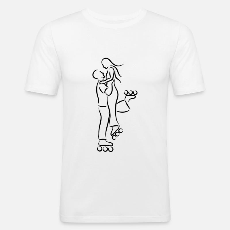 Inline Skating Liebespaar - Männer Slim Fit T-Shirt - Weiß