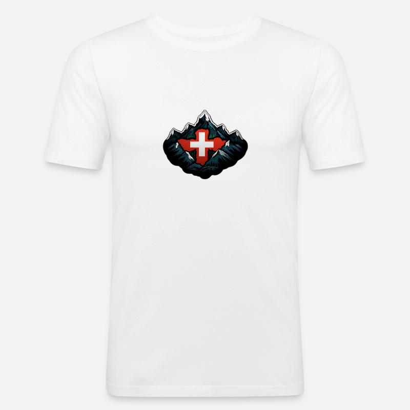 Schweizer Berge - Männer Slim Fit T-Shirt - Weiß