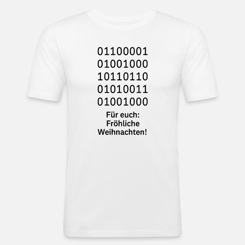 Binary Code Weihnachtszauber - Männer Slim Fit T-Shirt - Weiß