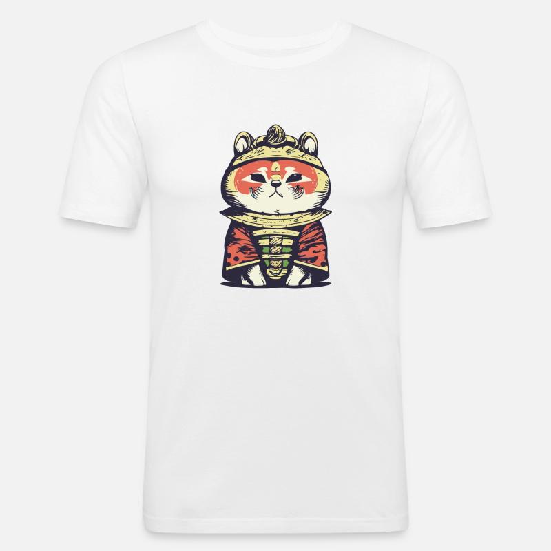 Roter Panda Samurai - Männer Slim Fit T-Shirt - Weiß