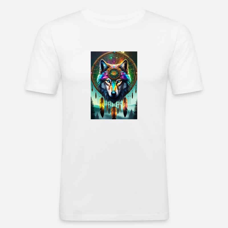 Wolf on your Side - Männer Slim Fit T-Shirt - Weiß
