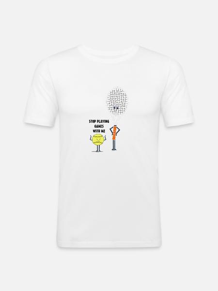 Balle de tennis drôle de bande dessinée - T-shirt près du corps Homme - blanc