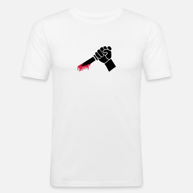 blutiges Messer - Männer Slim Fit T-Shirt - Weiß