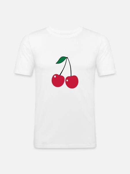 cherry - Men's Slim Fit T-Shirt - white