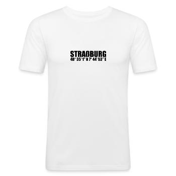 Strasbourg coordinates - Men's Slim Fit T-Shirt - white - Front - Nik (191cm)