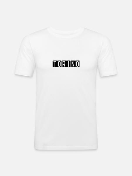 Torino Flughafentafel - Männer Slim Fit T-Shirt - Weiß