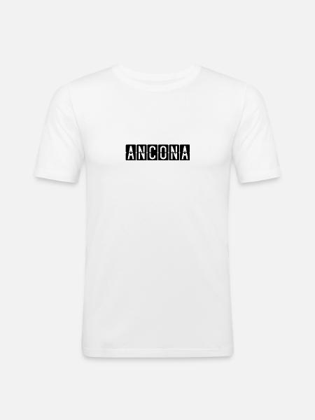 Ancona Flughafentafel - Männer Slim Fit T-Shirt - Weiß