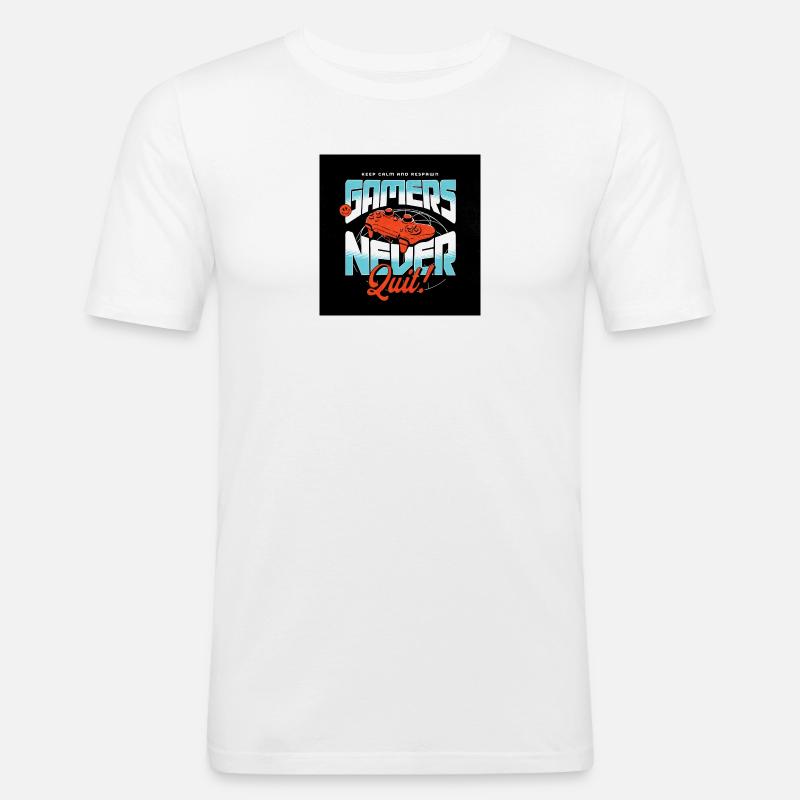 Gamers Never Quit Controller - Männer Slim Fit T-Shirt - Weiß