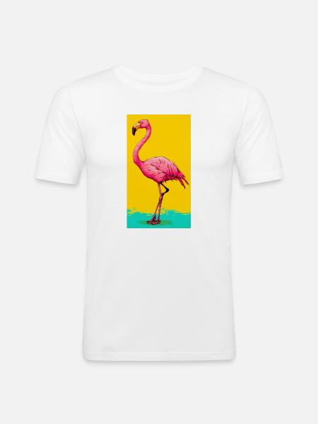 Flamant - T-shirt près du corps Homme - blanc