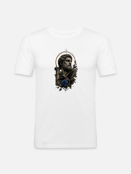 Tattoo art with blue rose - Men's Slim Fit T-Shirt - white