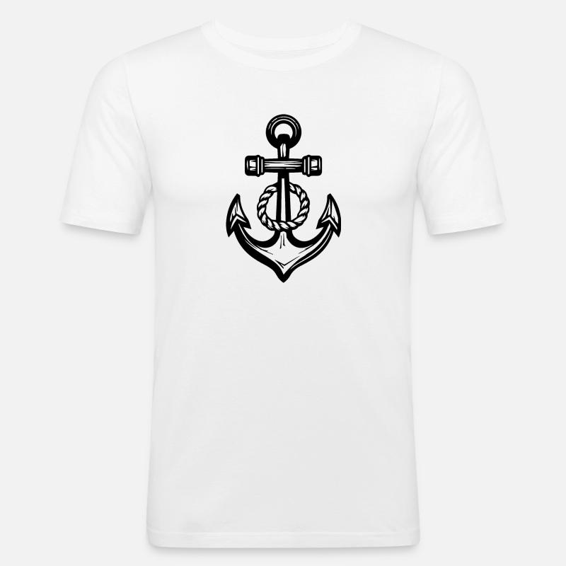 Anker Boot Schiff Nautik - Männer Slim Fit T-Shirt - Weiß