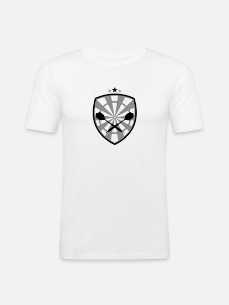 Dart Wappen - zweifarbig - Männer Slim Fit T-Shirt - Weiß