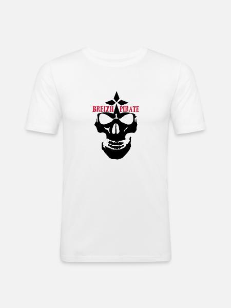 breizh pirate skull logo - Men's Slim Fit T-Shirt - white
