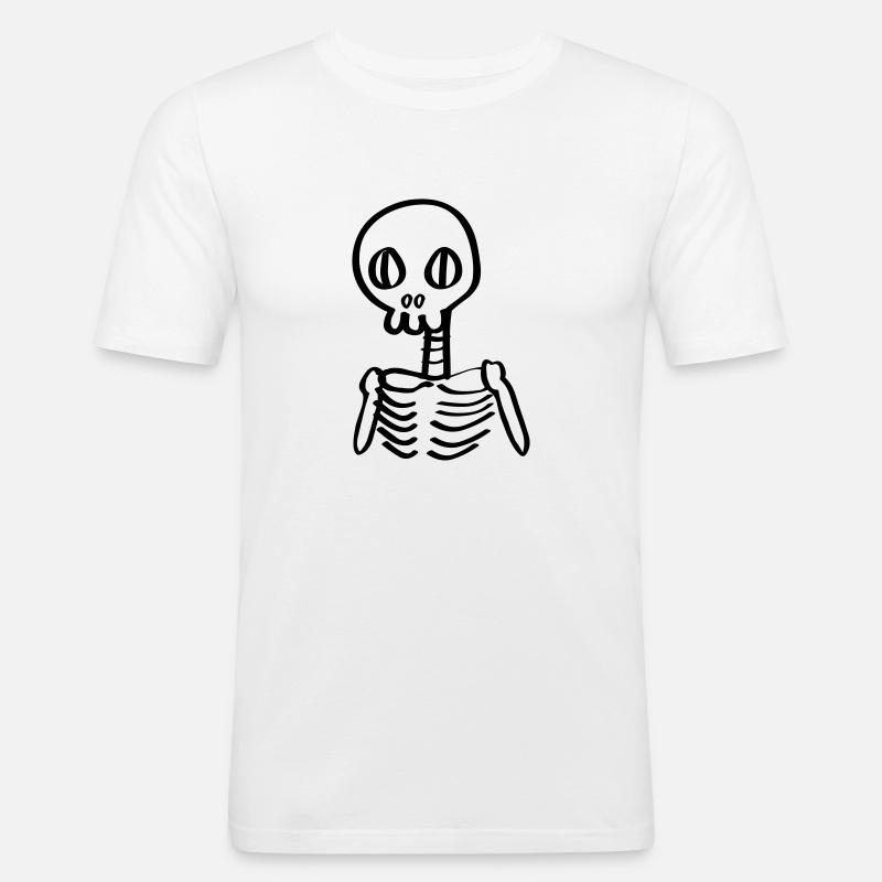 Gerippe Skelett Comic Halloween - Männer Slim Fit T-Shirt - Weiß