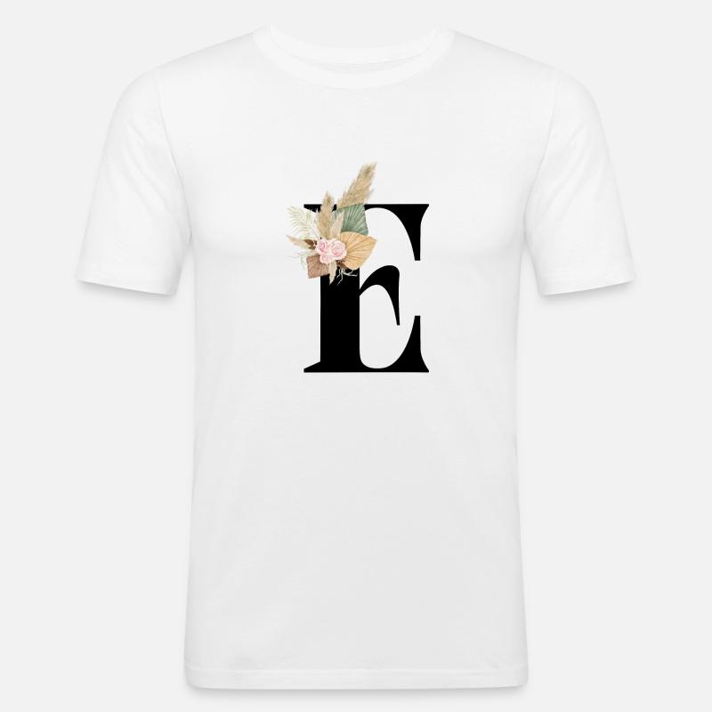 blumiger Buchstabe E - Männer Slim Fit T-Shirt - Weiß