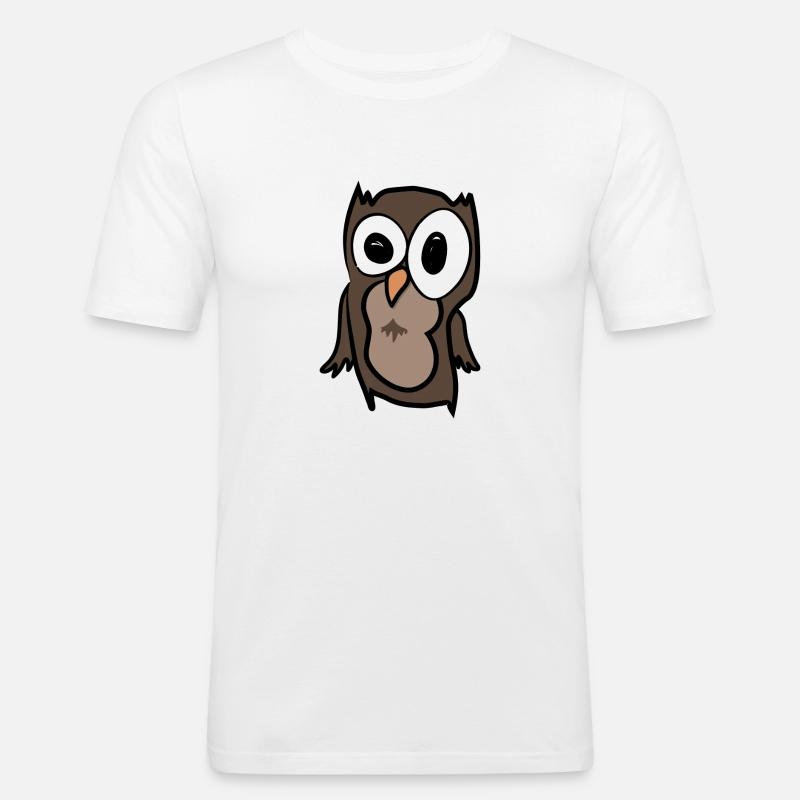 Comic Eule - Männer Slim Fit T-Shirt - Weiß