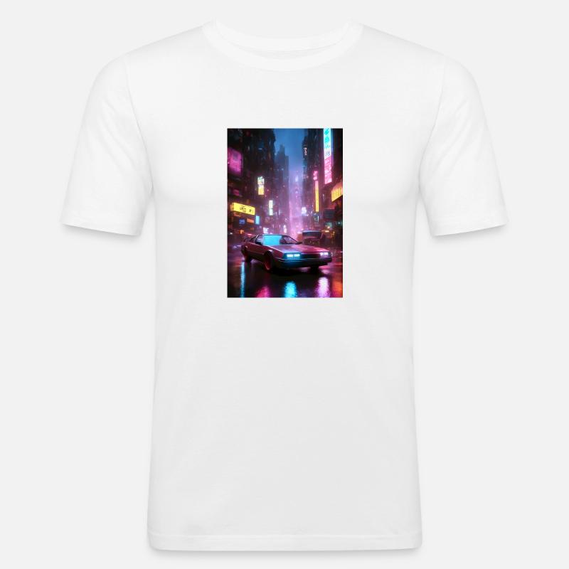 Cyberpunk-Oldtimer - Männer Slim Fit T-Shirt - Weiß