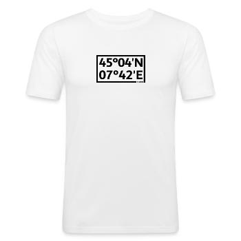 Coordonnées de Turin - T-shirt près du corps Homme - blanc - Devant - Nik (191cm)