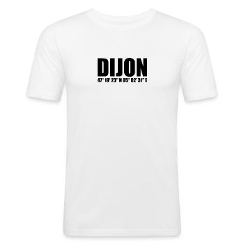 Dijon Koordinaten - Männer Slim Fit T-Shirt - Weiß - Vorne - Nik (191cm)