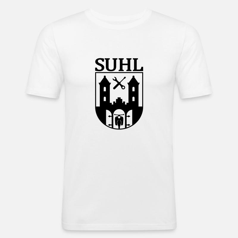 Simson Suhl Wappen mit Text - Männer Slim Fit T-Shirt - Weiß
