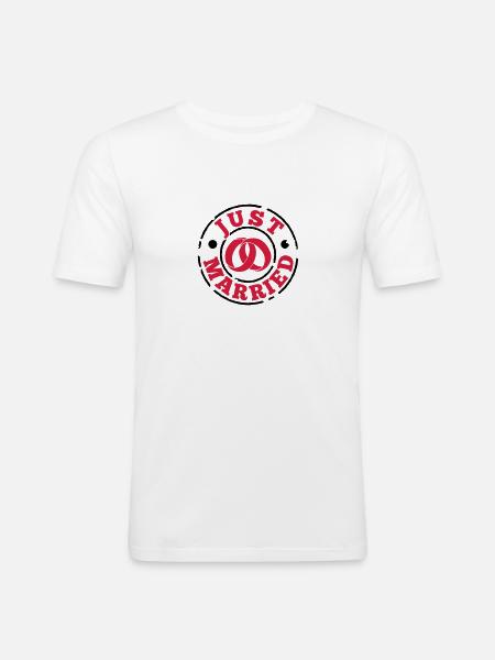just_married - T-shirt près du corps Homme - blanc