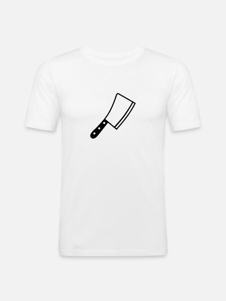 Messer - Männer Slim Fit T-Shirt - Weiß