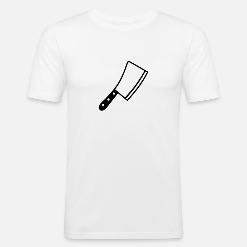 Messer - Männer Slim Fit T-Shirt - Weiß