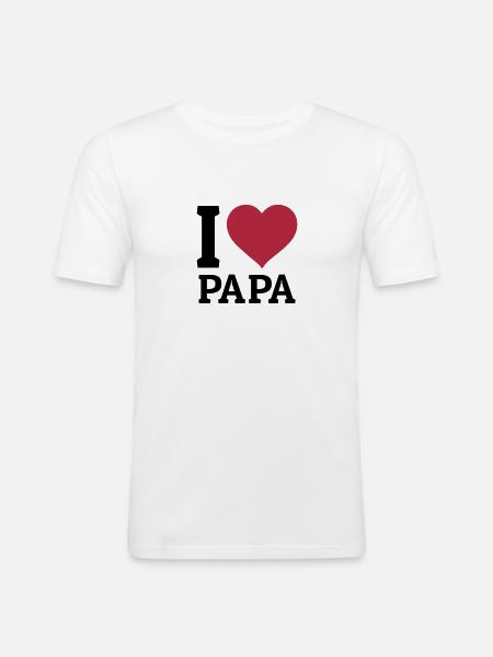 I love Papa - Männer Slim Fit T-Shirt - Weiß