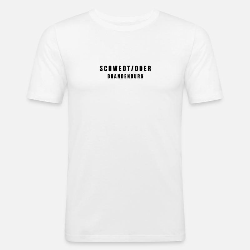 Schwedt/Oder Brandenburg - Männer Slim Fit T-Shirt - Weiß