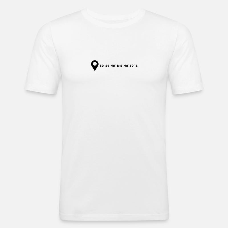 Frechen Koordinaten - Männer Slim Fit T-Shirt - Weiß