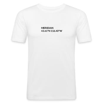 Coordonnées Meridian, Idaho, États-Unis - T-shirt près du corps Homme - blanc - Devant - Nik (191cm)