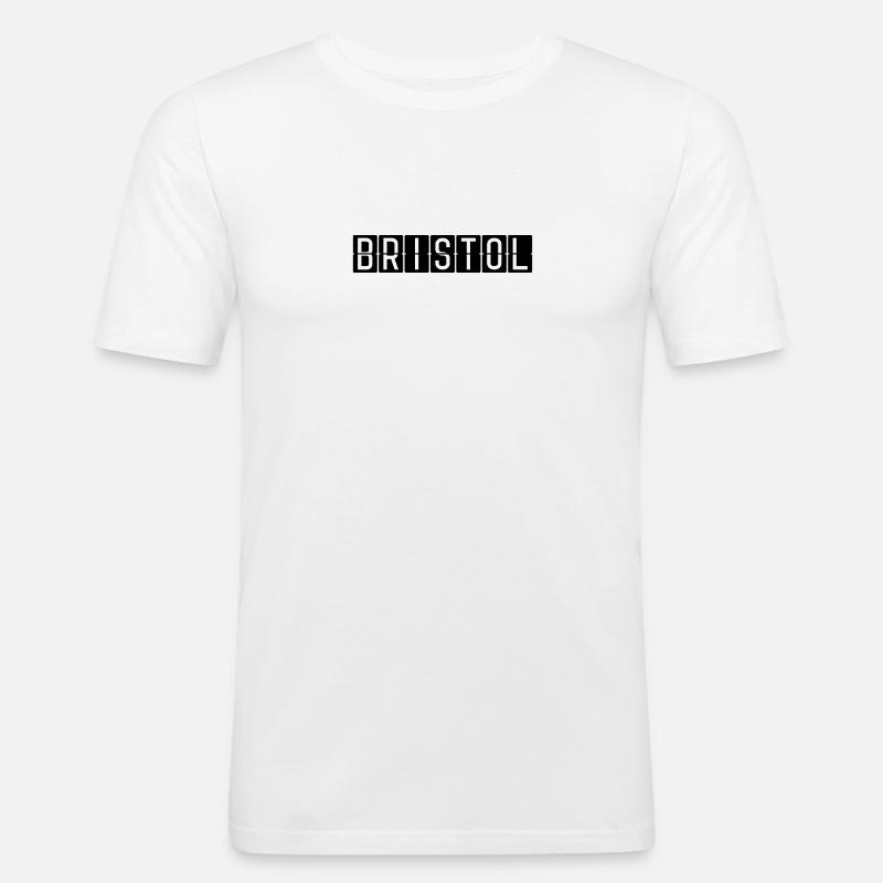 Bristol Flughafentafel - Männer Slim Fit T-Shirt - Weiß