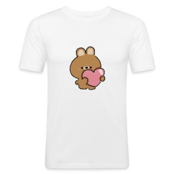 Lapin romantique - T-shirt près du corps Homme - blanc - Devant - Nik (191cm)