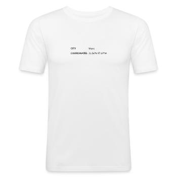 coordonnées de Waco, Texas, États-Unis - T-shirt près du corps Homme - blanc - Devant - Nik (191cm)
