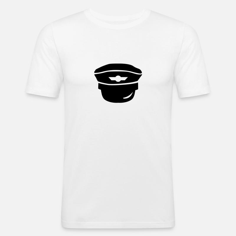 Pilot - Männer Slim Fit T-Shirt - Weiß