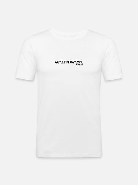 Coordonnées de Brest - T-shirt près du corps Homme - blanc