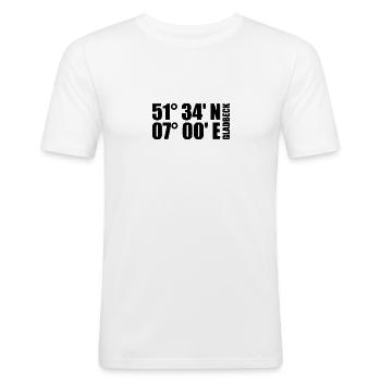 Gladbeck Koordinaten - Männer Slim Fit T-Shirt - Weiß - Vorne - Nik (191cm)