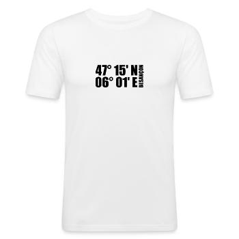 Besançon Koordinaten - Männer Slim Fit T-Shirt - Weiß - Vorne - Nik (191cm)