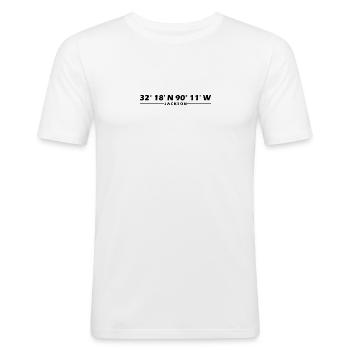 Jackson Koordinaten - Männer Slim Fit T-Shirt - Weiß - Vorne - Nik (191cm)