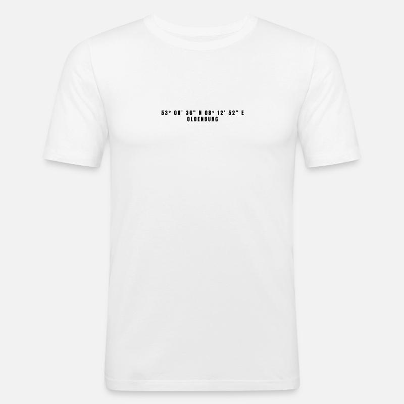 Coordonnées Oldenburg Basse-Saxe - T-shirt près du corps Homme - blanc
