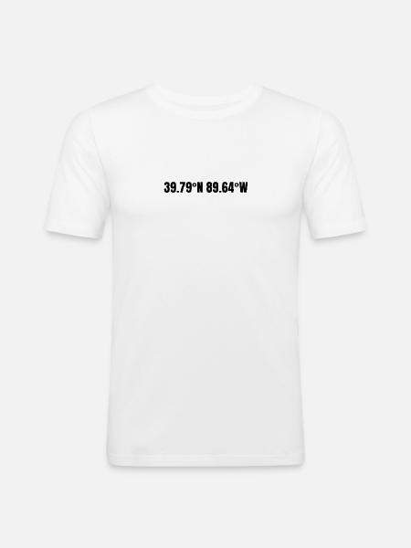 Coordonnées Springfield, Illinois, États-Unis - T-shirt près du corps Homme - blanc