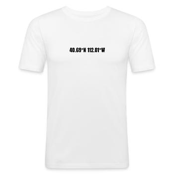 Coordonnées West Valley City, Utah, États-Unis - T-shirt près du corps Homme - blanc - Devant - Nik (191cm)