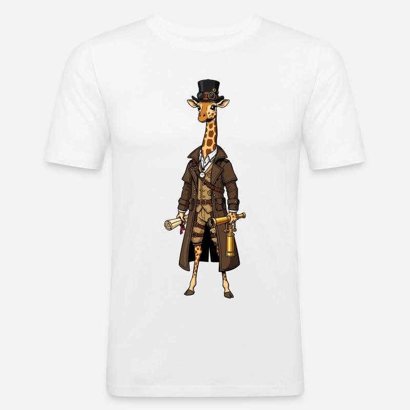 Giraffe Explorer Steampunk Chic Zylinder - Männer Slim Fit T-Shirt - Weiß