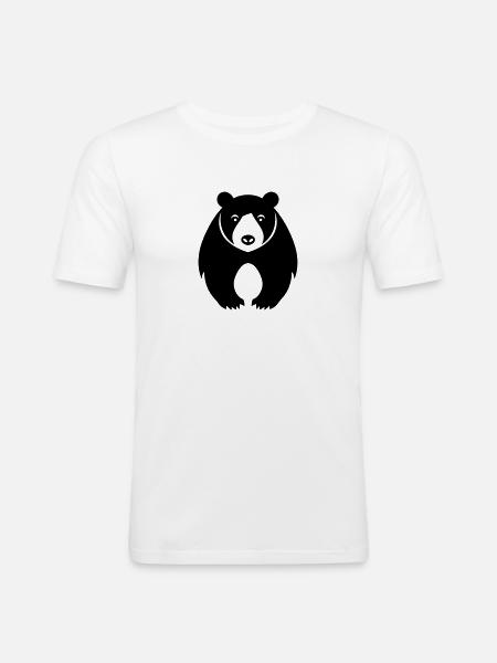 Bär - Männer Slim Fit T-Shirt - Weiß