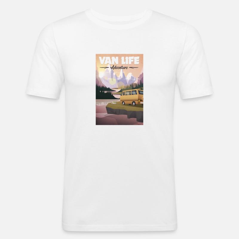 Van-Leben - Männer Slim Fit T-Shirt - Weiß
